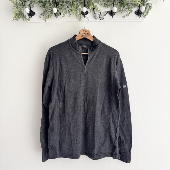 Kuhl Men's Revel 1/4 Zip Gray Merino Wool Sweater Medium CP - Picture 1 of 3